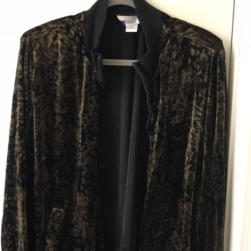 Susan Graver Animal Print full zip Jacket 3X